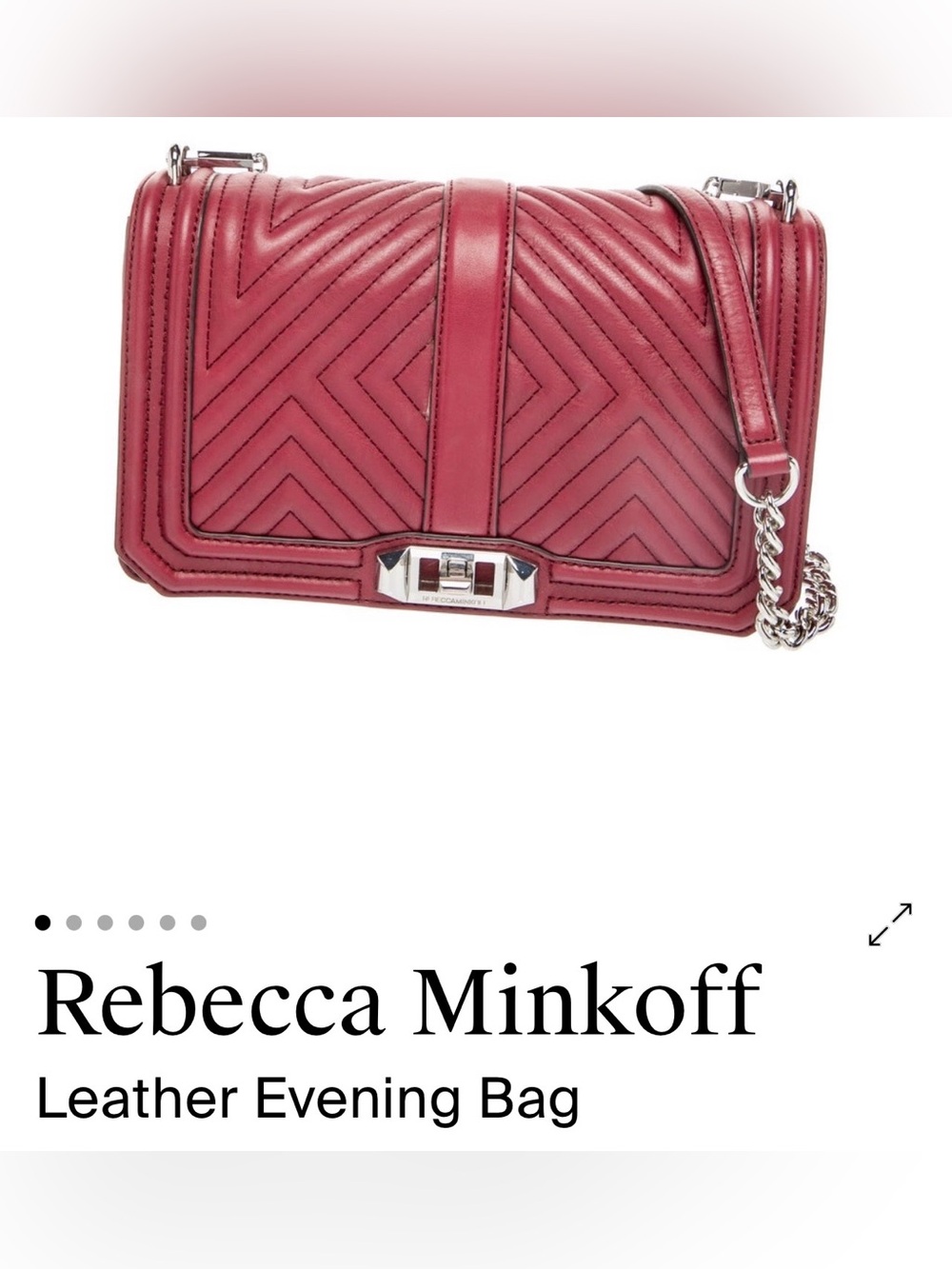 Rebecca Minkoff Raspberry Quilted Leather Shoulder Bag with Chain Strap